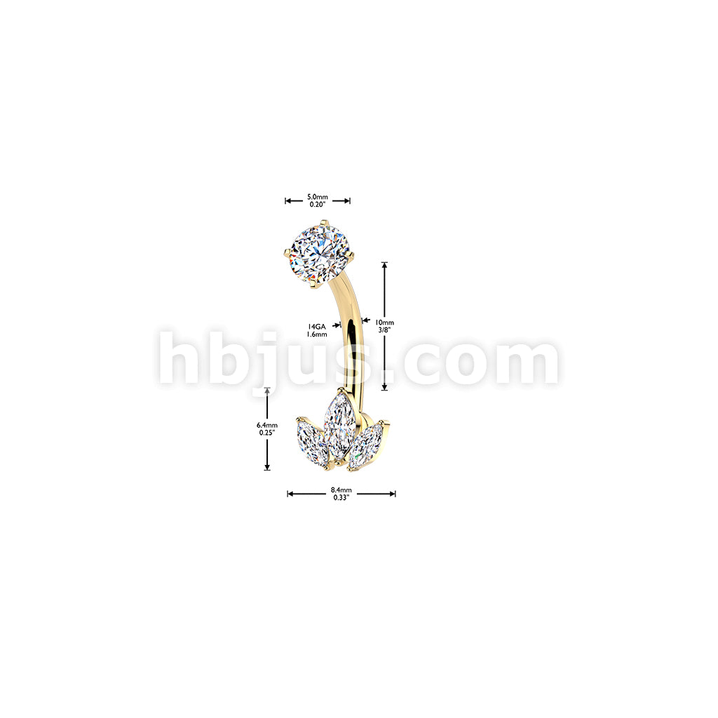 316L Surgical Steel All 316L Internally Threaded Prong Set 3 Marquise... - Image 4