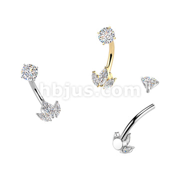 316L Surgical Steel All 316L Internally Threaded Prong Set 3 Marquise...