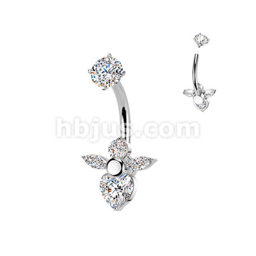 316L Surgical Steel All 316L Internally Threaded Prong Set CZ Angel... - Image 2