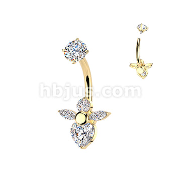 316L Surgical Steel All 316L Internally Threaded Prong Set CZ Angel... - Image 3