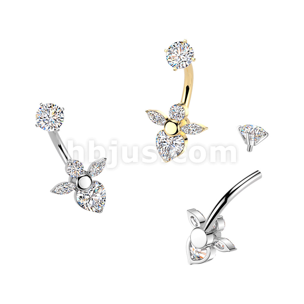 316L Surgical Steel All 316L Internally Threaded Prong Set CZ Angel...