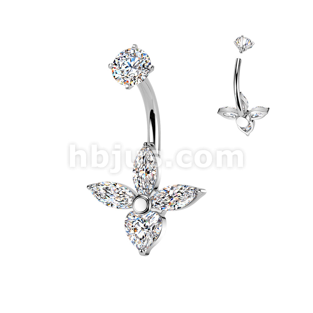 316L Surgical Steel All 316L Internally Threaded 3 Marquise & Heart CZ... - Image 2