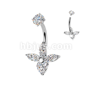 316L Surgical Steel All 316L Internally Threaded 3 Marquise & Heart CZ... - Image 2