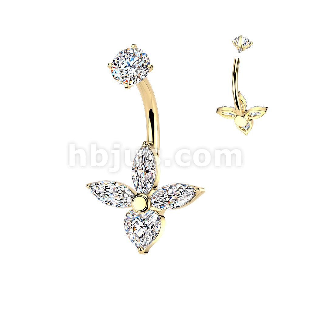 316L Surgical Steel All 316L Internally Threaded 3 Marquise & Heart CZ... - Image 3