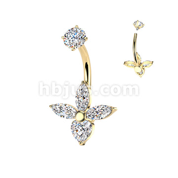 316L Surgical Steel All 316L Internally Threaded 3 Marquise & Heart CZ... - Image 3