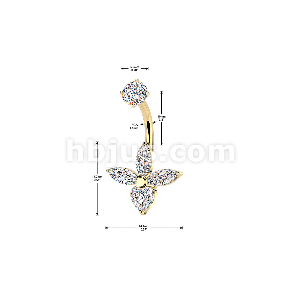 316L Surgical Steel All 316L Internally Threaded 3 Marquise & Heart CZ... - Image 4