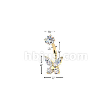 316L Surgical Steel All 316L Internally Threaded Prong Set Butterfly CZ... - Image 4