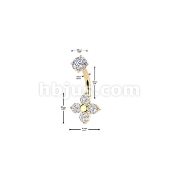 316L Surgical Steel All 316L Internally Threaded Prong Set 4 CZ Flower... - Image 4
