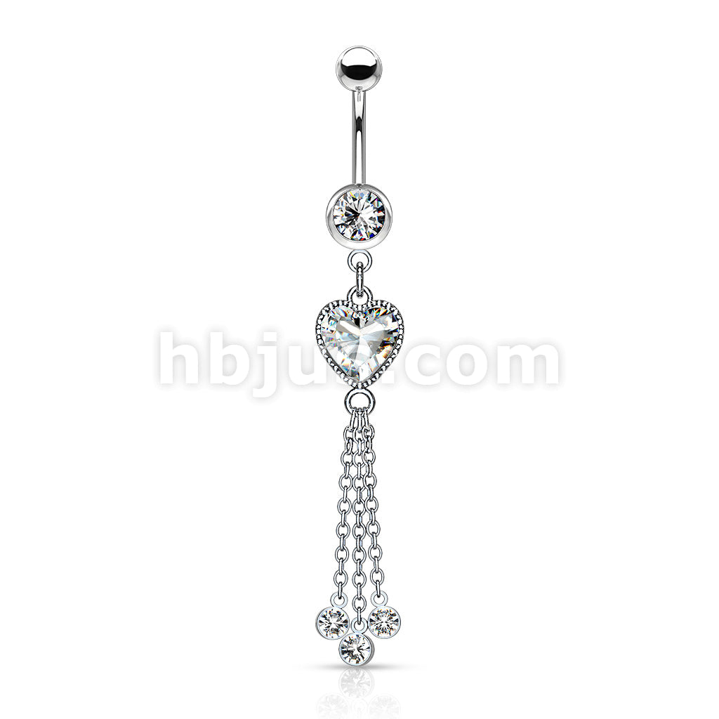 316L Surgical Steel 316L Surgical Steel Heart CZ and Chains With CZ... - Image 3