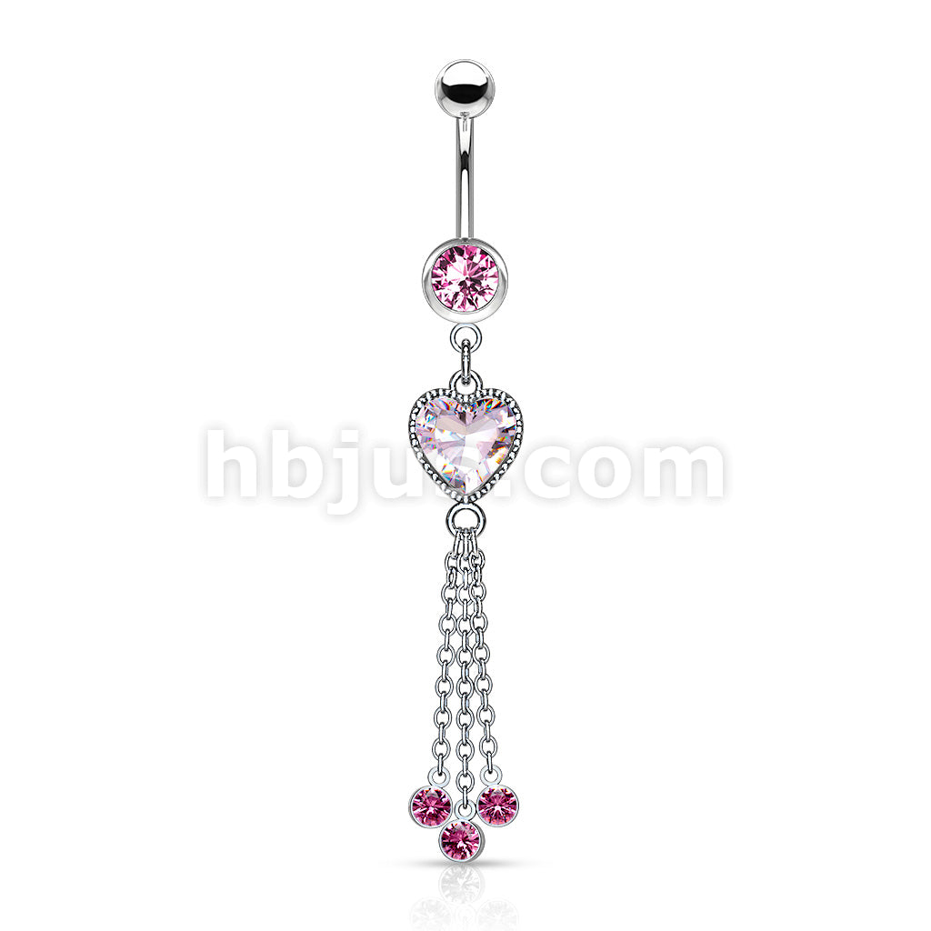 316L Surgical Steel 316L Surgical Steel Heart CZ and Chains With CZ... - Image 4
