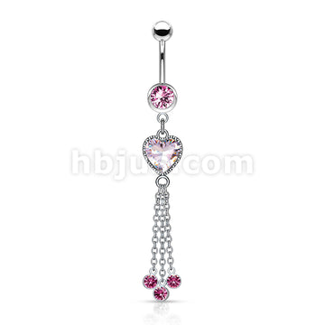 316L Surgical Steel 316L Surgical Steel Heart CZ and Chains With CZ... - Image 4