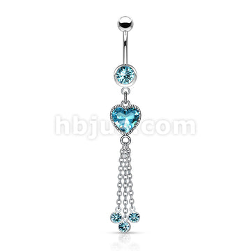 316L Surgical Steel 316L Surgical Steel Heart CZ and Chains With CZ... - Image 5