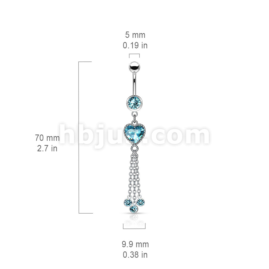 316L Surgical Steel 316L Surgical Steel Heart CZ and Chains With CZ... - Image 6