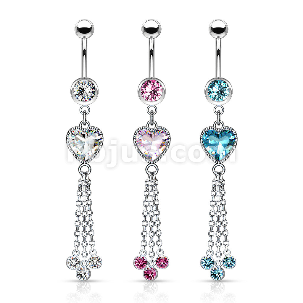 316L Surgical Steel 316L Surgical Steel Heart CZ and Chains With CZ... - Image 7