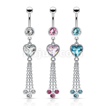 316L Surgical Steel 316L Surgical Steel Heart CZ and Chains With CZ... - Image 7