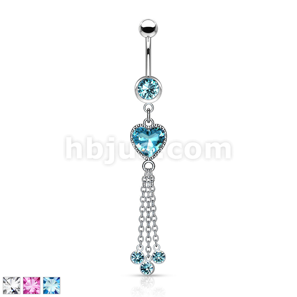 316L Surgical Steel 316L Surgical Steel Heart CZ and Chains With CZ... - Image 2