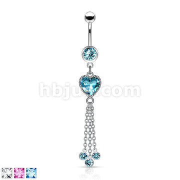 316L Surgical Steel 316L Surgical Steel Heart CZ and Chains With CZ... - Image 2