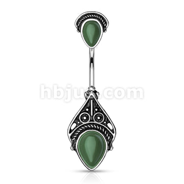 316L Surgical Steel 316L Surgical Steel Belly Ring With Vintage... - Image 3