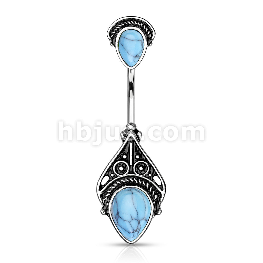 316L Surgical Steel 316L Surgical Steel Belly Ring With Vintage... - Image 4
