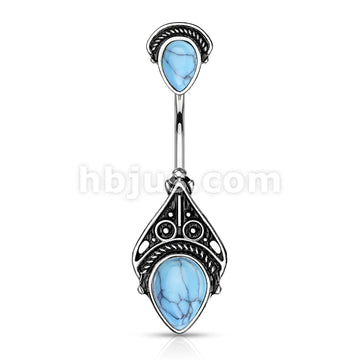 316L Surgical Steel 316L Surgical Steel Belly Ring With Vintage... - Image 4