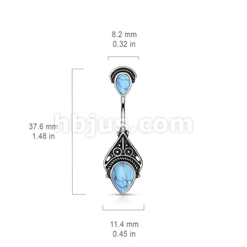 316L Surgical Steel 316L Surgical Steel Belly Ring With Vintage... - Image 5