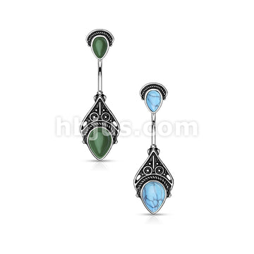 316L Surgical Steel 316L Surgical Steel Belly Ring With Vintage... - Image 6