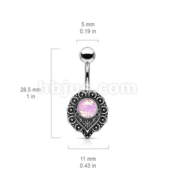 316L Surgical Steel Pink Opalite Crystal Center Heart Filigree 316L... - Image 3