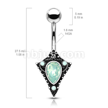 316L Surgical Steel Green Opalite Crystal Set Tribal Shield 316L... - Image 3