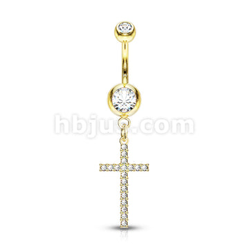 316L Surgical Steel 316L Surgical Steel Crystal Paved Cross Dangle... - Image 4