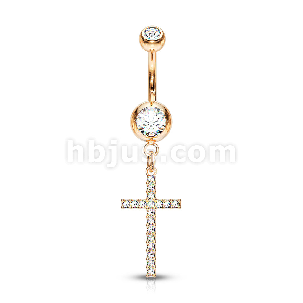 316L Surgical Steel 316L Surgical Steel Crystal Paved Cross Dangle... - Image 5