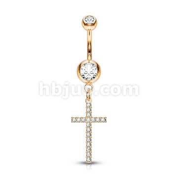 316L Surgical Steel 316L Surgical Steel Crystal Paved Cross Dangle... - Image 5