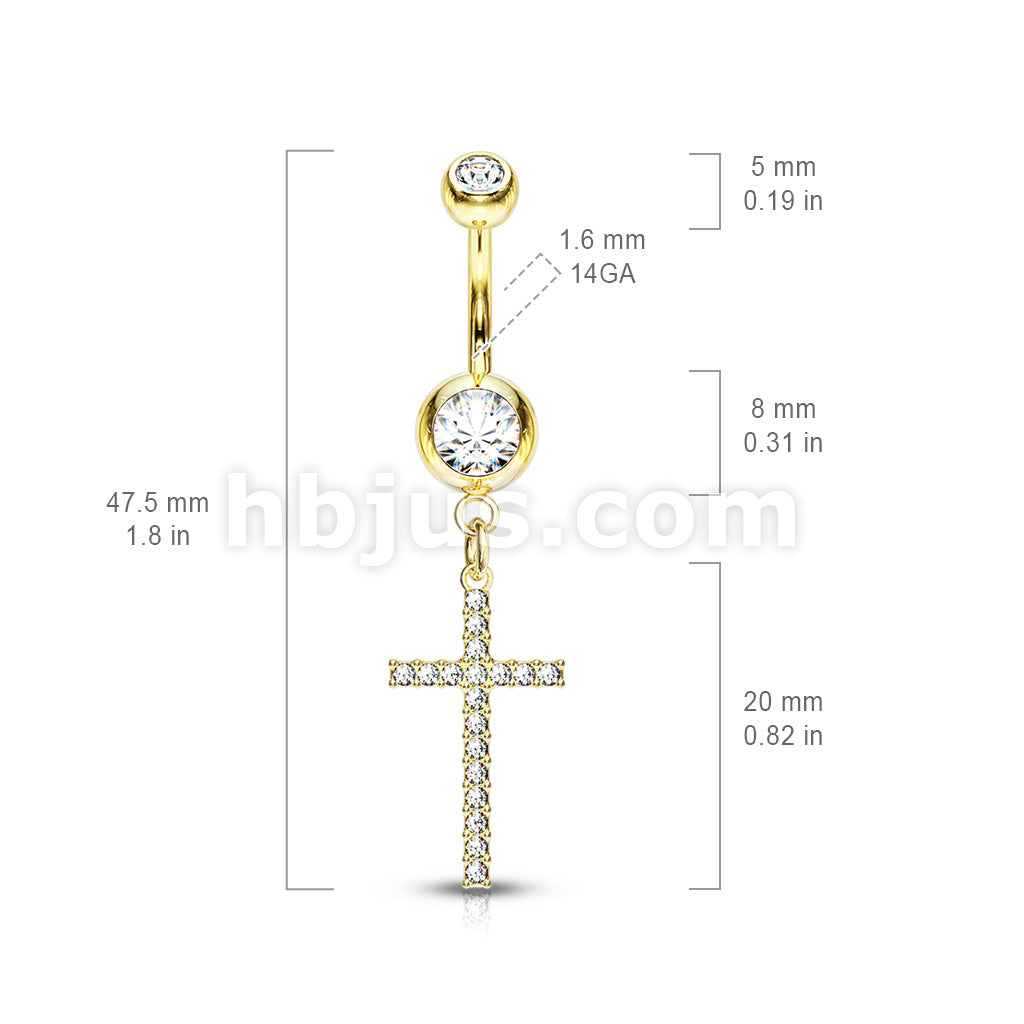 316L Surgical Steel 316L Surgical Steel Crystal Paved Cross Dangle... - Image 6