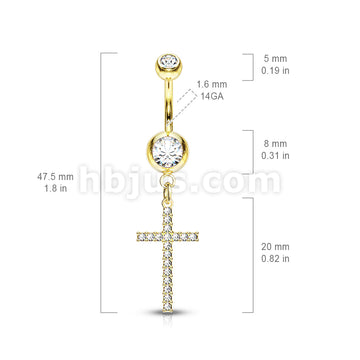 316L Surgical Steel 316L Surgical Steel Crystal Paved Cross Dangle... - Image 6