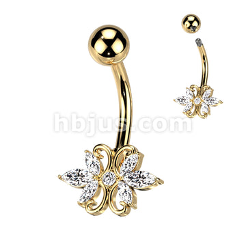316L Surgical Steel 316L Surgical Steel Double Heart 3 Marquise CZ... - Image 3