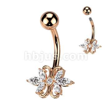 316L Surgical Steel 316L Surgical Steel Double Heart 3 Marquise CZ... - Image 4
