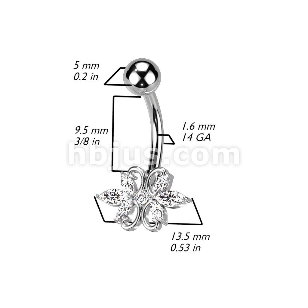 316L Surgical Steel 316L Surgical Steel Double Heart 3 Marquise CZ... - Image 5