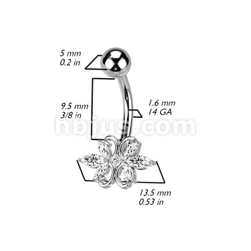 316L Surgical Steel 316L Surgical Steel Double Heart 3 Marquise CZ... - Image 5