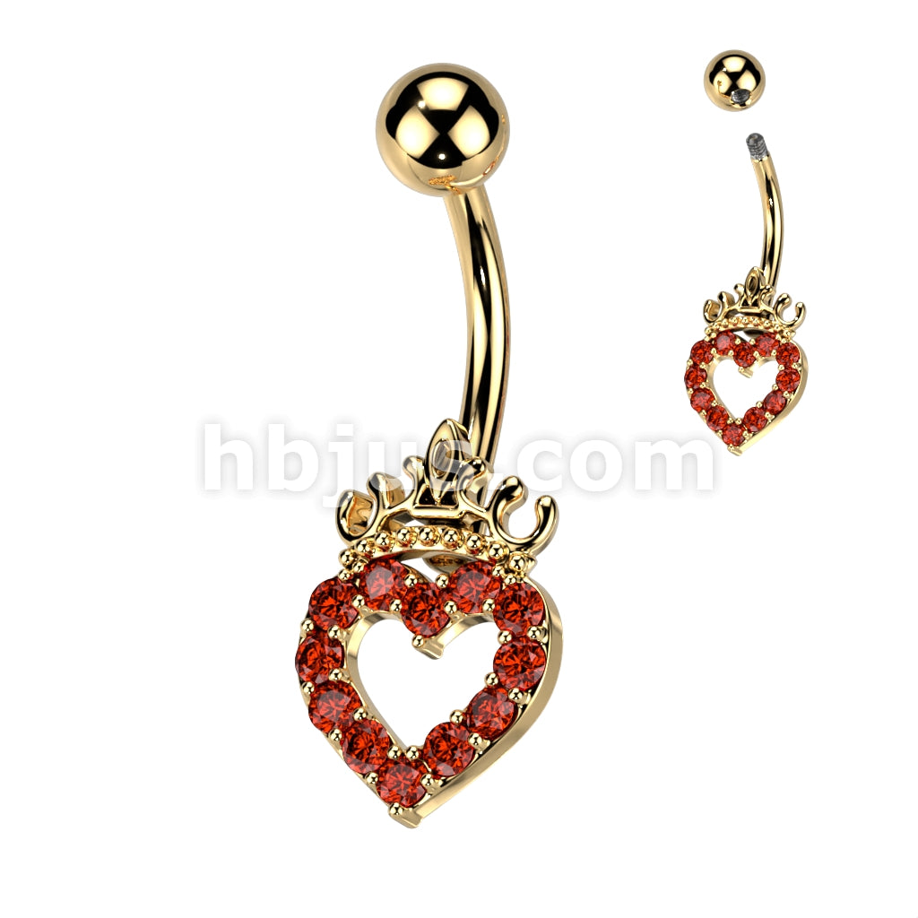 316L Surgical Steel 316L Surgical Steel CZ Paved Hollow Heart and Crown... - Image 4