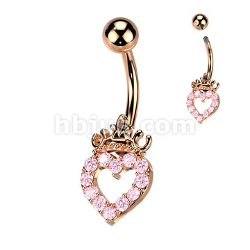 316L Surgical Steel 316L Surgical Steel CZ Paved Hollow Heart and Crown... - Image 5