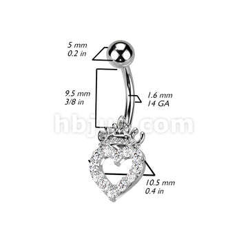 316L Surgical Steel 316L Surgical Steel CZ Paved Hollow Heart and Crown... - Image 6