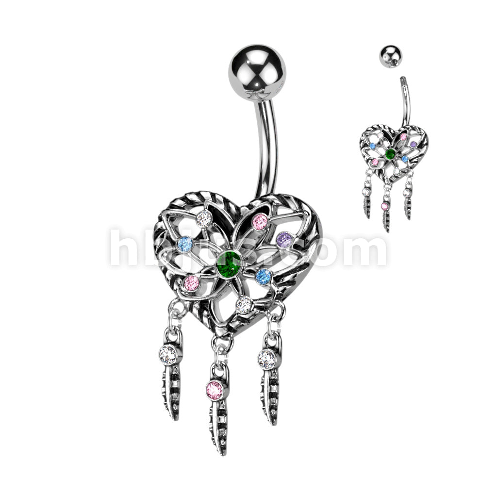 316L Surgical Steel 316L Surgical Steel Heart Dream Catcher With Multi... - Image 2