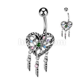 316L Surgical Steel 316L Surgical Steel Heart Dream Catcher With Multi... - Image 2