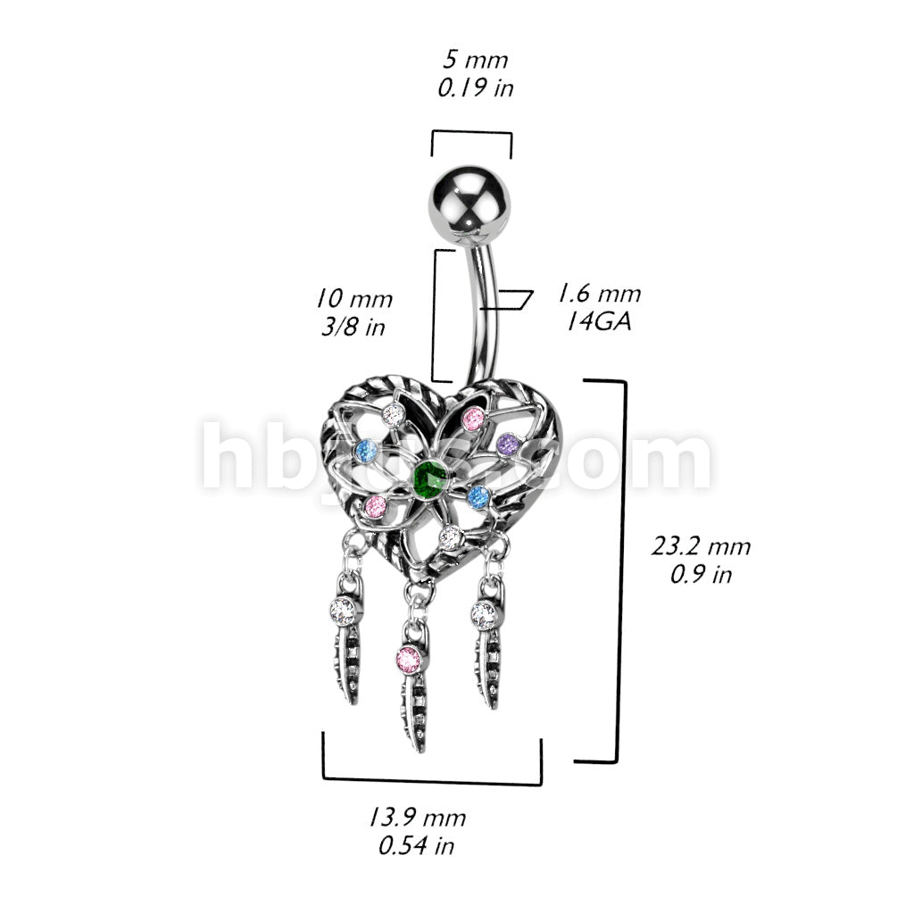 316L Surgical Steel 316L Surgical Steel Heart Dream Catcher With Multi... - Image 3