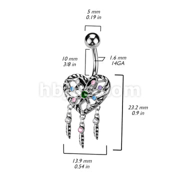 316L Surgical Steel 316L Surgical Steel Heart Dream Catcher With Multi... - Image 3