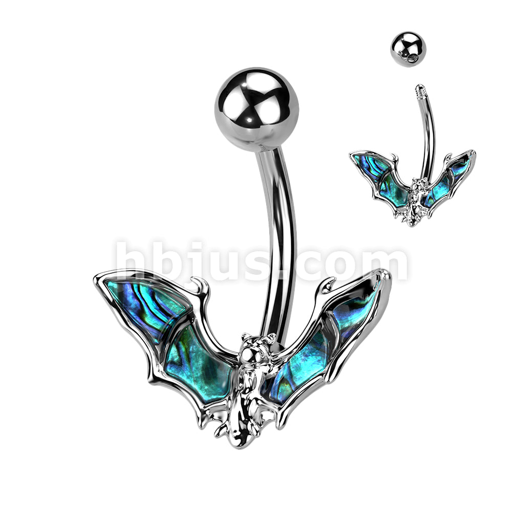316L Surgical Steel 316L Surgical Steel Bat With Abalone Shell Wings... - Image 3