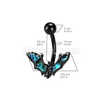 316L Surgical Steel 316L Surgical Steel Bat With Abalone Shell Wings... - Image 4