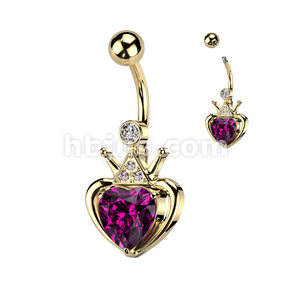 316L Surgical Steel Gold PVD Over 316L Surgical Steel Belly Button Ring... - Image 2