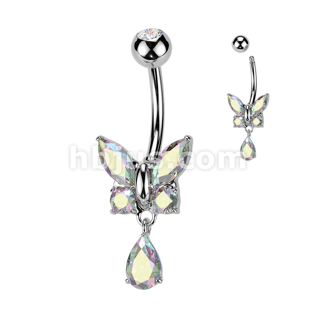 316L Surgical Steel 316L Surgical Steel CZ Butterfly With Teardrop CZ... - Image 2