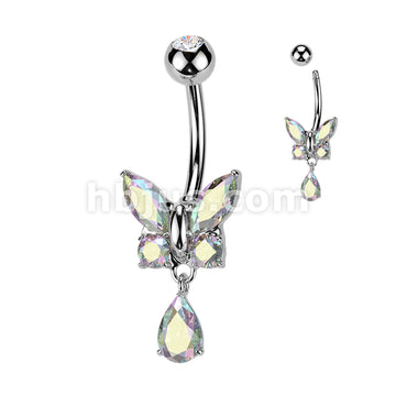 316L Surgical Steel 316L Surgical Steel CZ Butterfly With Teardrop CZ... - Image 2