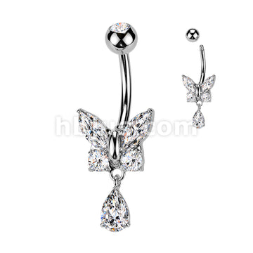 316L Surgical Steel 316L Surgical Steel CZ Butterfly With Teardrop CZ... - Image 3